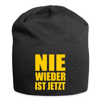 Nie wieder ist jetzt - Jersey-Beanie - Schwarz - Vorne