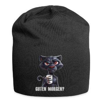 Guten Morgen dünnes Eis schwarze Katze - Jersey-Beanie - Schwarz - Vorne
