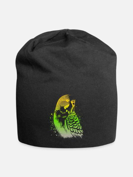 Wellensittich - Jersey-Beanie - Schwarz