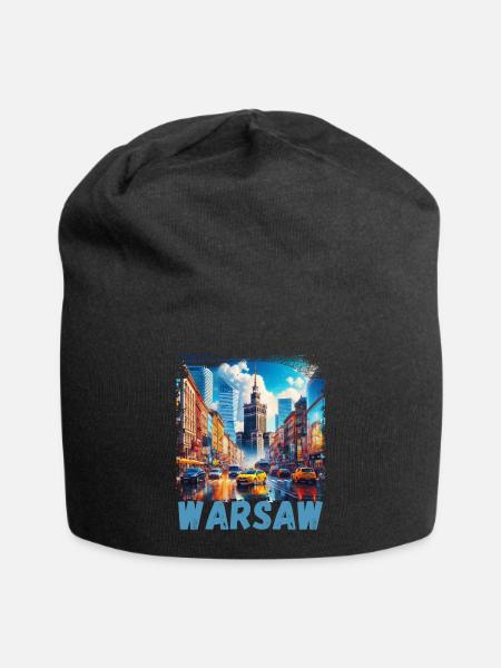 Warschau - Jersey-Beanie - Schwarz