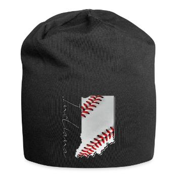 Echter Baseball in der Indiana State Landkarte IN - Jersey-Beanie - Schwarz - Vorne