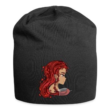 Vin Rouge Femme Rotwein Frau Manga Style Wein - Bonnet en jersey - noir - Devant