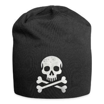 Totenkopf mit gekreuzten Knochen Skelett Pirat - Jersey-Beanie - Schwarz - Vorne