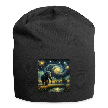 Sumatran Elephant Starry Night - Jersey Beanie - black - Front