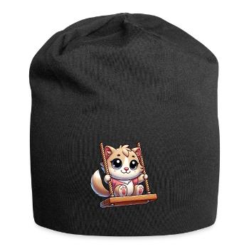 chat mignon bercement dessin animé aire de jeux amusant - Bonnet en jersey - noir - Devant