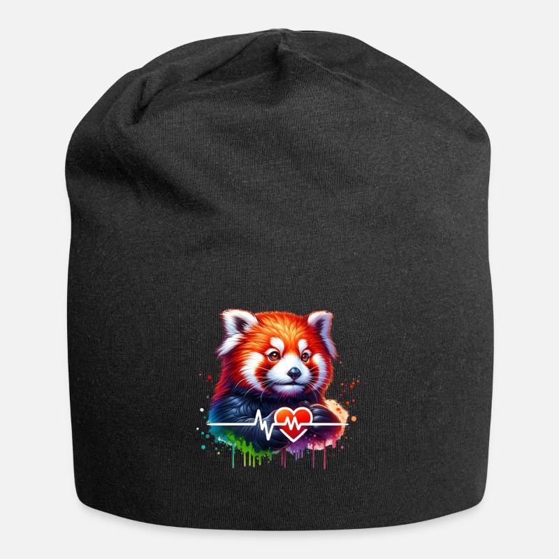 Roter Panda EKG - Jersey-Beanie - Schwarz
