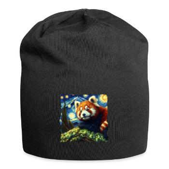 Red Panda Starry Night - Jersey Beanie - black - Front