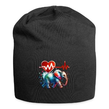 Zwergelefant EKG - Jersey-Beanie - Schwarz - Vorne