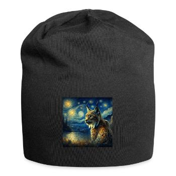 Iberian lynx Starry Night - Jersey Beanie - black - Front