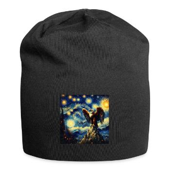 Monkey Eagle Starry Night - Jersey Beanie - black - Front