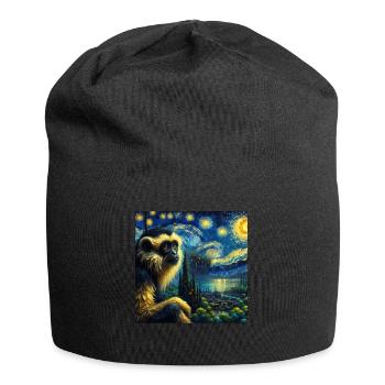 Crested Gibbon Starry Night - Jersey Beanie - black - Front