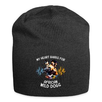 afrikanAfrikanischer Wildhund Herzlinie - Jersey-Beanie - Anthrazit - Vorne