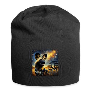 Chien sauvage africain Nuit étoilée - Bonnet en jersey - noir - Devant
