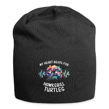 Karettschildkröte Herzlinie - Jersey-Beanie - Schwarz - Vorne