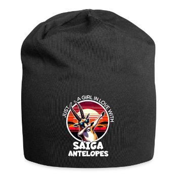 Mädchen Liebt Saiga Antilope - Jersey-Beanie - Schwarz - Vorne