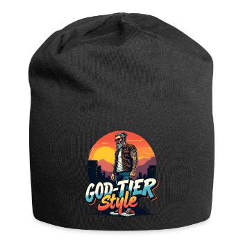 Style de niveau divin - Hipster Zeus - Bonnet en jersey - noir - Devant