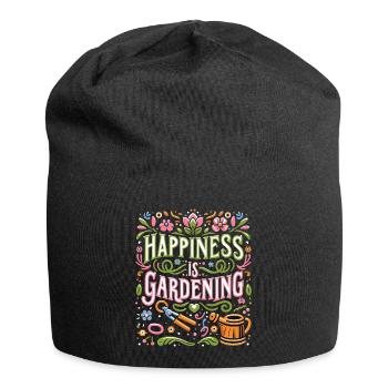 Glück ist Gartenarbeit - Jersey-Beanie - Schwarz - Vorne