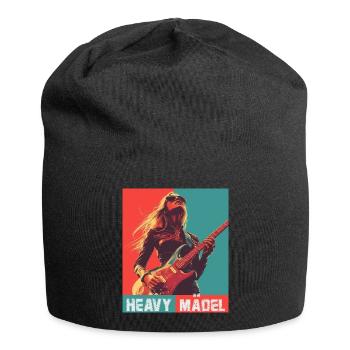 Heavy Girl, Woman with Electric Guitar - Jersey Beanie - black - Front
