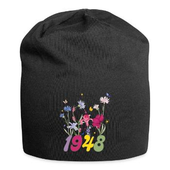 Geburtsjahr 1948 Wildblumen - Jersey-Beanie - Schwarz - Vorne
