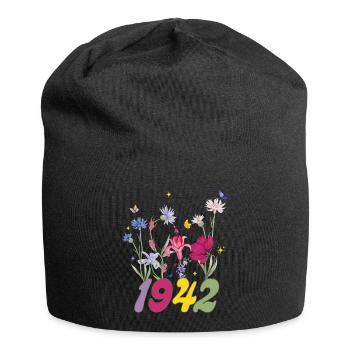 Geburtsjahr 1942 Wildblumen - Jersey-Beanie - Schwarz - Vorne