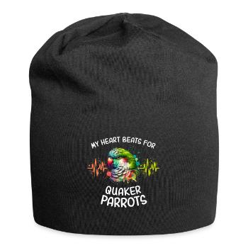 Mönchssittich Herzlinie - Jersey-Beanie - Schwarz - Vorne