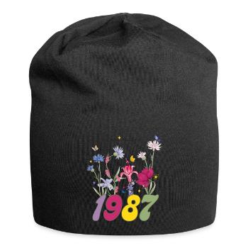 Geburtsjahr 1987 Wildblumen - Jersey-Beanie - Schwarz - Vorne