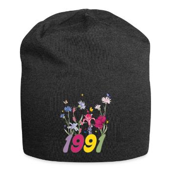 Year of birth 1991 wildflowers - Jersey Beanie - charcoal grey - Front