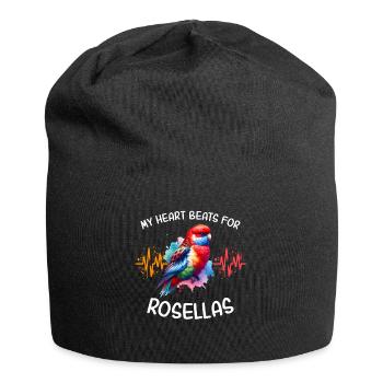 Rosellasittich Herzlinie - Jersey-Beanie - Schwarz - Vorne