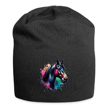Traber Motiv Pferd - Jersey-Beanie - Schwarz - Vorne