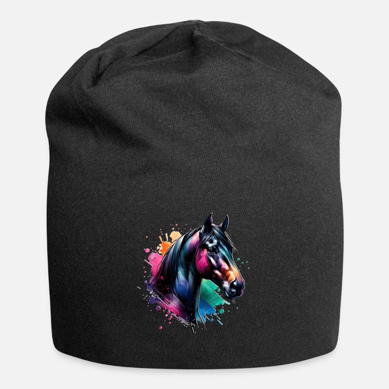 Traber Motiv Pferd - Jersey-Beanie - Schwarz