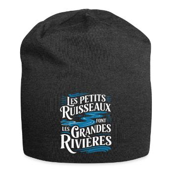 Les petits ruisseaux font les grandes rivières" - Bonnet en jersey - charbon - Devant