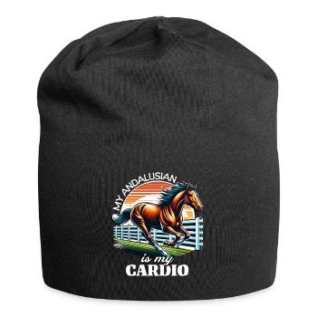 Andalusier Pferd - Jersey-Beanie - Schwarz - Vorne
