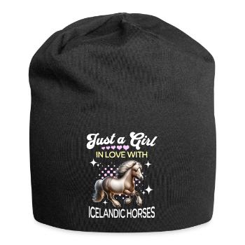 Icelandic Girl Icelandic Horse - Jersey Beanie - black - Front