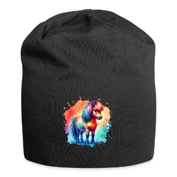 Icelandic Motif Pony Island Horse - Jersey Beanie - black - Front