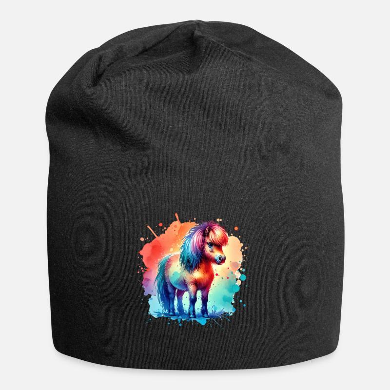 Isländer Motiv Pony Island Pferd - Jersey-Beanie - Schwarz