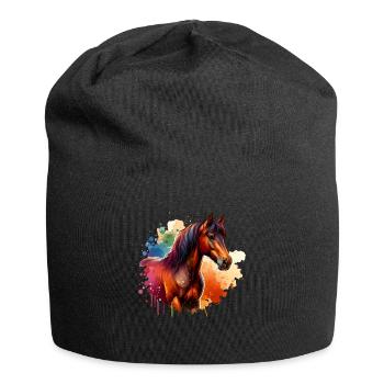 Marwari Motiv Pferd - Jersey-Beanie - Schwarz - Vorne