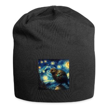 Kiwi Bird Starry Night - Jersey Beanie - black - Front