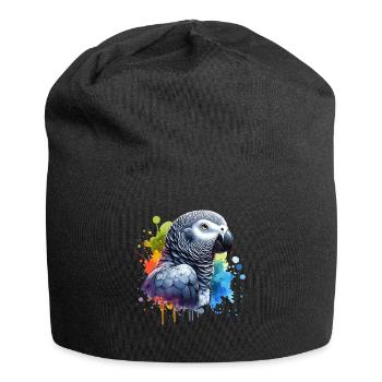 Graupapagei Motiv - Jersey-Beanie - Schwarz - Vorne