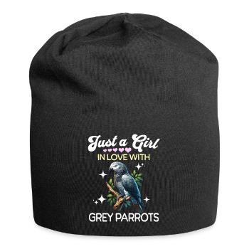 African Grey Parrot Girl Grey Parrot - Jersey Beanie - black - Front