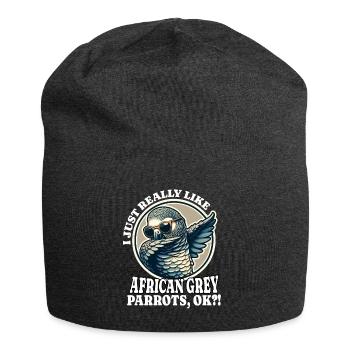 I Love African Grey Parrot Saying - Jersey Beanie - charcoal grey - Front