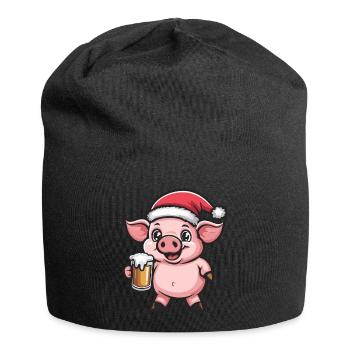 Schwein Weihnachten Bier Lustig - Jersey-Beanie - Schwarz - Vorne