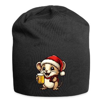 Maus Weihnachten Bier Lustig - Jersey-Beanie - Schwarz - Vorne