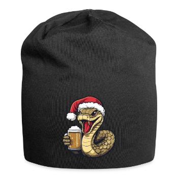 Schlange Kobra Weihnachten Bier Lustig - Jersey-Beanie - Schwarz - Vorne