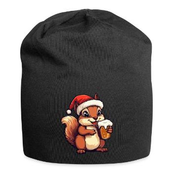 Squirrel Christmas Beer Funny - Jersey Beanie - black - Front