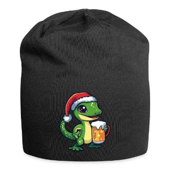 Lézard Noël Bière Drôle - Bonnet en jersey - noir - Devant