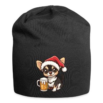 Chihuahua Hund Weihnachten Bier Lustig - Jersey-Beanie - Schwarz - Vorne