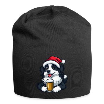 Border Collie Hund Weihnachten Bier Lustig - Jersey-Beanie - Schwarz - Vorne