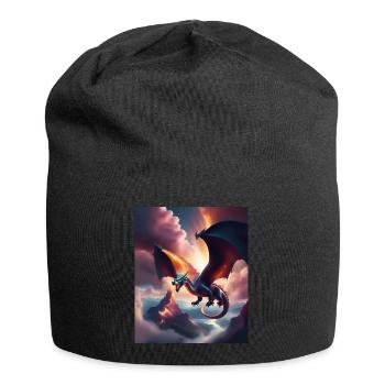 Drache fliegt über die Berge - Jersey-Beanie - Schwarz - Vorne