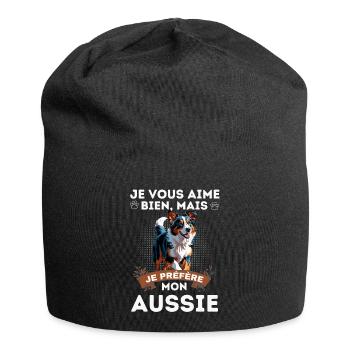 BERGER AUSTRALIEN AUSSIE CHIEN DOUX - Bonnet en jersey - noir - Devant