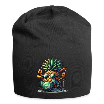 Tropical Beats ananas tambour illustration - Bonnet en jersey - noir - Devant